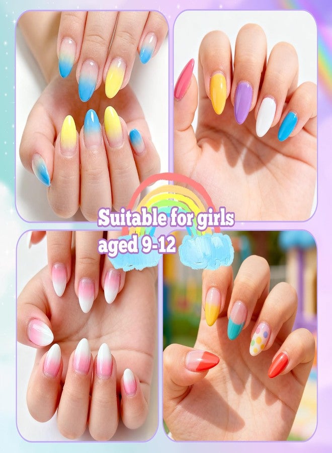 krofaue 240Pcs Almond Kids Nail Tips - 12 Sizes Soft Gel Extra Short Press on Nails for Children Girls Clear Almond Fake Nails for DIY Manicure - Image 2